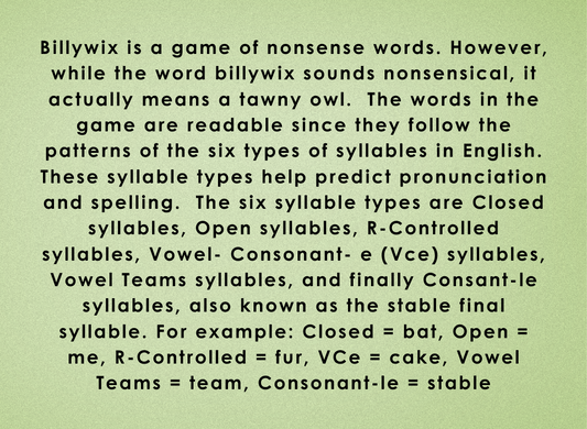 Billywix! A Game of Nonsense Words