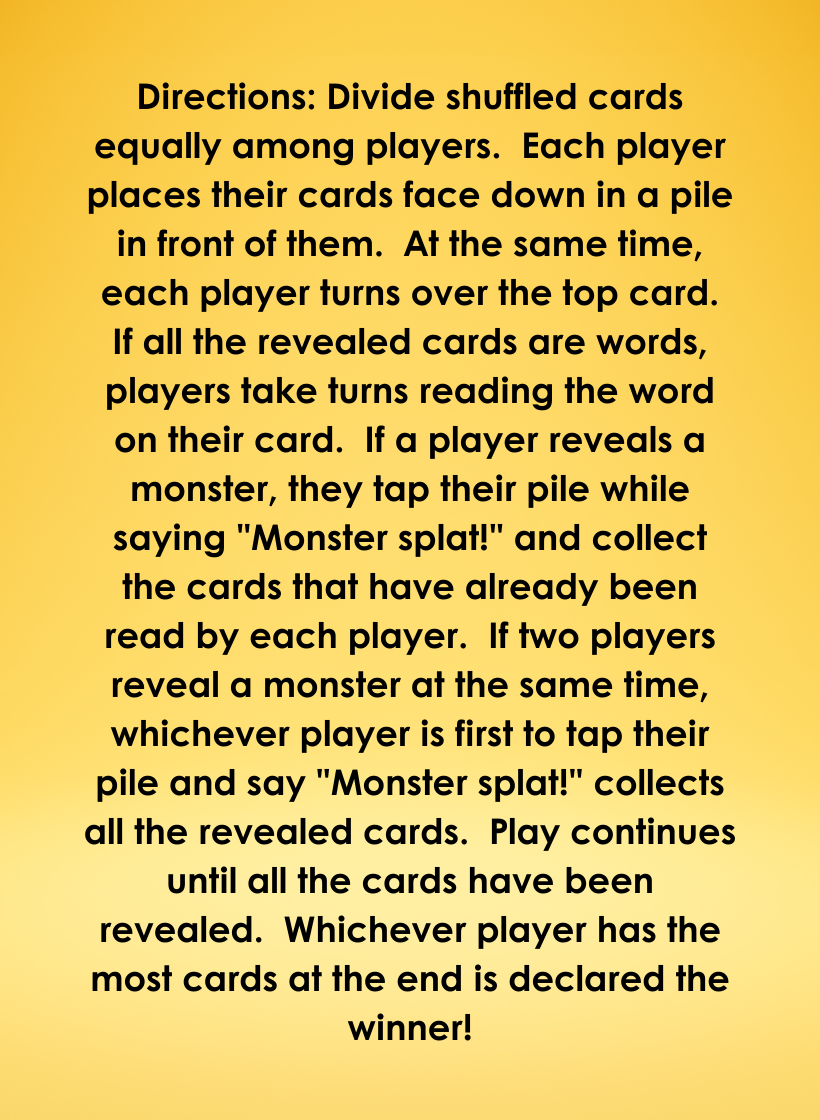 Monster Splat: 6 games in one! Mix and match to become a master decoder!
